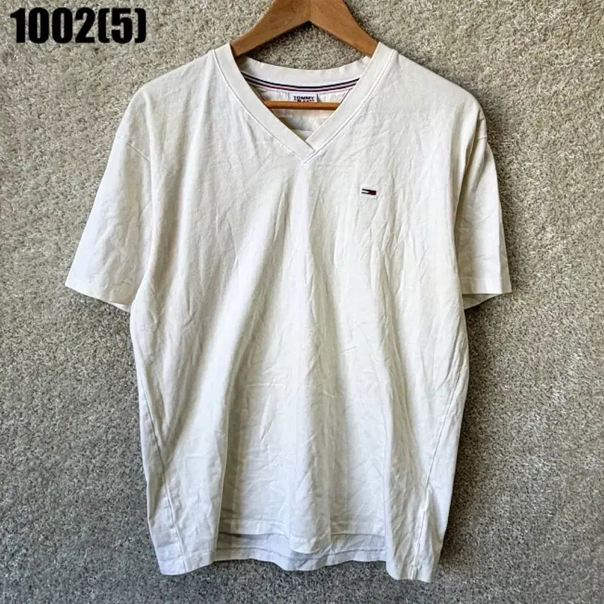[BUNJANG] Tommy Hilfiger Basic Logo V-Neck T-Shirt / 타미힐피거 반팔티 1002