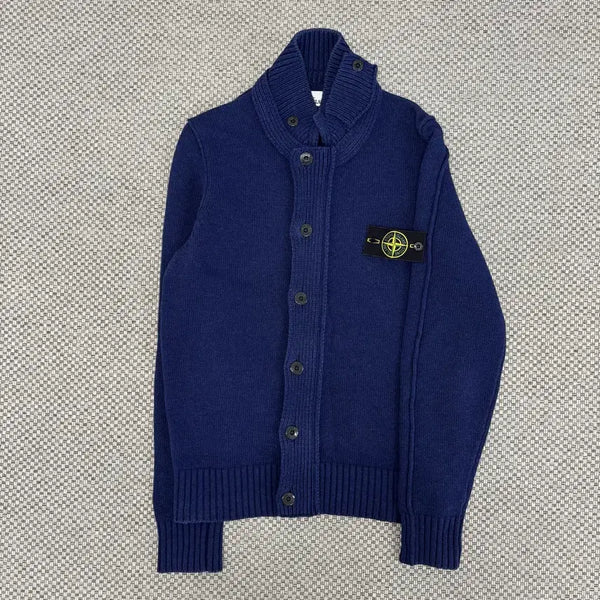 [BUNJANG] Stone Island Double Knit Zip-Up Jacket - Blue, Size M / [M]스톤아일랜드 이중 니트집업