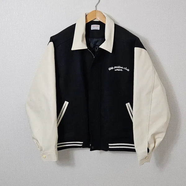 [BUNJANG] Techit Easy Boy Wool Varsity Jacket Knit Trucker Size 1 / 테킷이지보이 울 바시티 자켓 니트 트러커 1