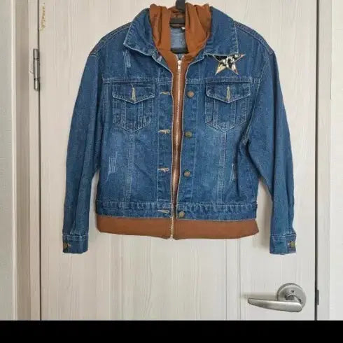 [BUNJANG] Denim Jacket with Detachable Hood / 데님 후드 탈부착 청자켓 카키