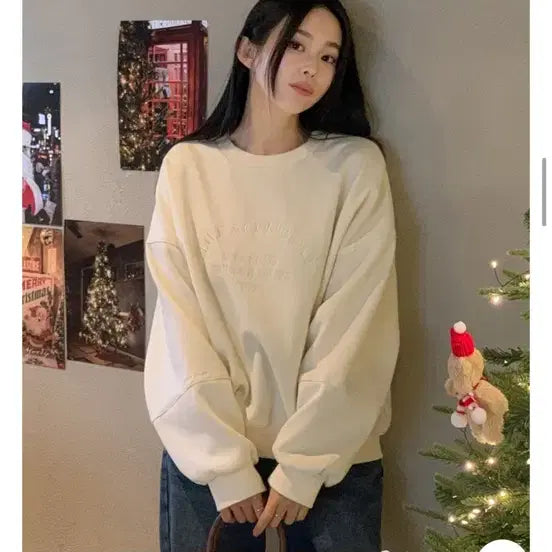 [BUNJANG] Brushed Cotton Sweatshirt - Ivory / 기모 맨투맨 아이보리