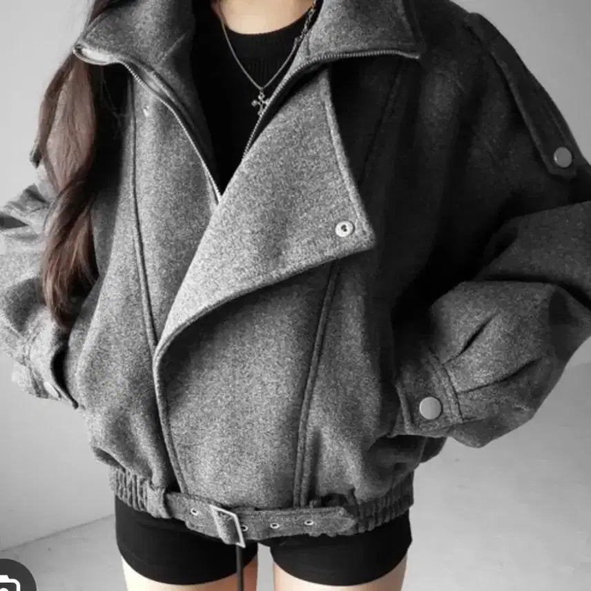 [BUNJANG] Oversized Short Coat Charcoal / 숏코트 차콜 가을 자켓 오버핏