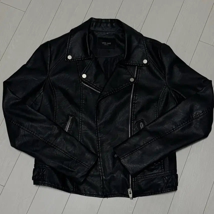 [BUNJANG] Vannetic Black Leather Rider Jacket / 반에이크 가죽 라이더 자켓 블랙