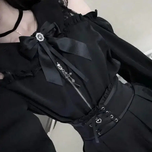 [BUNJANG] Mars Off-Shoulder Blouse Black / 마즈 오프숄더 블라우스 블랙