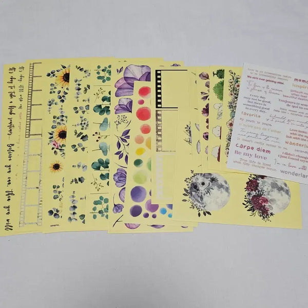[BUNJANG] Assorted Matte White Back Sticker Set - 14 Pieces, No Duplicates / 랜덤 무후 인스 무중복 14장