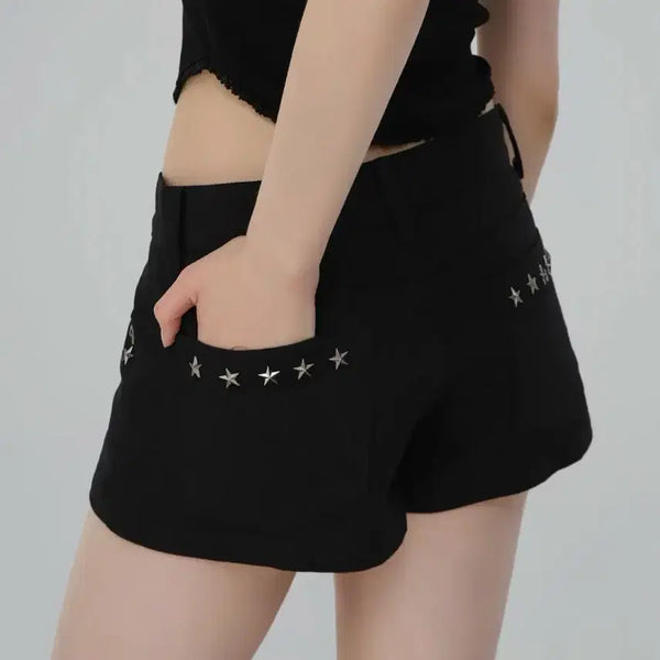 [BUNJANG] Chics Multi Studded Short Pants Black / 칙스 멀티스터드 숏팬츠 블랙 검정 바지 반바지 숏츠 쇼츠