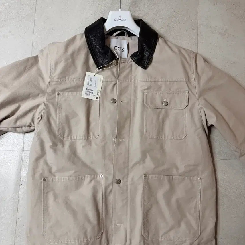 [BUNJANG] COS Leather Collar Field Jacket Beige L / [L] COS 레더 카라 필드 자켓 베이지