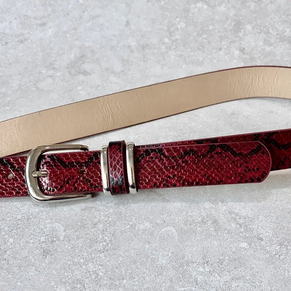 [BUNJANG] Oribell Python Embossed Leather Minimalist Belt / Oribell 뱀피 파이톤 가죽 미니멀 가죽 벨트