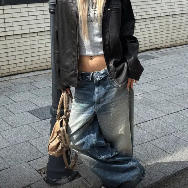 [BUNJANG] Black Up Kuda Washed Leather Jacket / 블랙업 쿠다 워싱 레더자켓