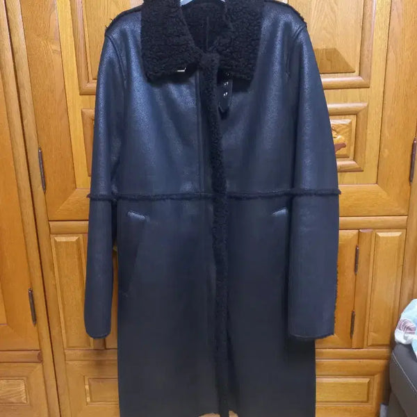 [BUNJANG] Women's 100% Wool Black Shearling Jacket Size 66 / (새상품)여성 양모100 블랙 무스탕 66