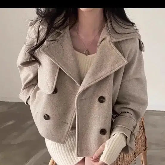 [BUNJANG] Double-Button Wool Blend Short Coat / 겨울 숏코트(정가6만원,쿨거시 깎아드려용)
