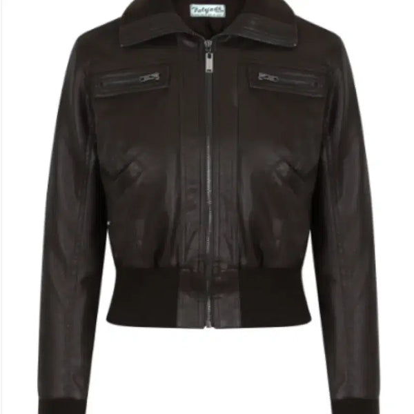[BUNJANG] Fadedintoblue Padded Crop Bomber Jumper Brown / 페일제이드 Padded Crop Bomber Jumper 브라운 봄버 점퍼