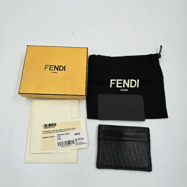 [BUNJANG] Fendi Black FF Pattern Card Holder (Unisex) / 펜디 FENDI 정품 카드지갑 풀구성 블랙(남녀공용)