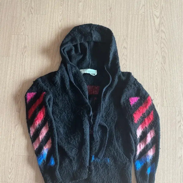 [BUNJANG] Off-White Mohair Knit Hooded Zip-Up / 오프화이트 모헤어니트 후드집업 판매합니다