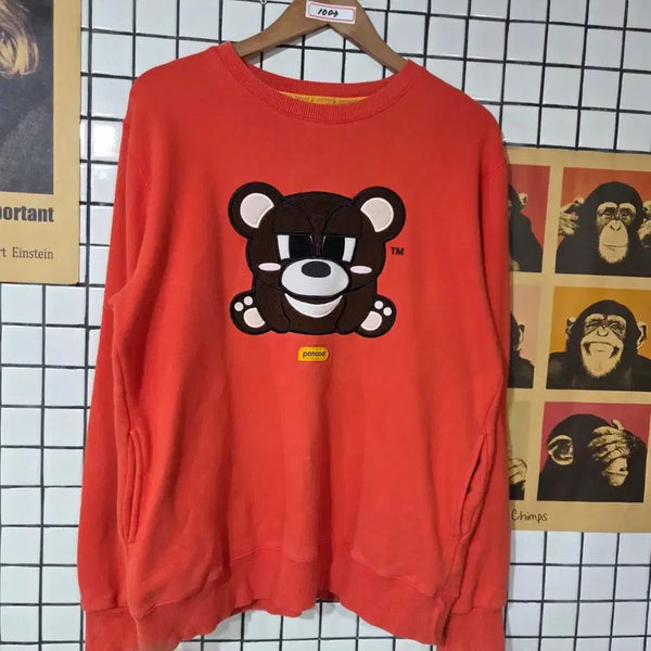 [BUNJANG] Pancoat Orange Bear Sweatshirt / 팬콧 오렌지색 곰돌이 맨투맨1003