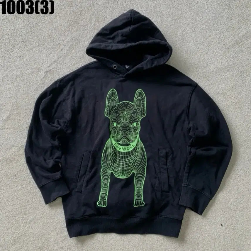 [BUNJANG] LifeWork Printed Hoodie Black M / 라이프워크 프린팅 후드티 블랙 M 1003