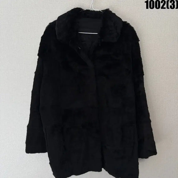 [BUNJANG] Black Fur Jacket L / 블랙 퍼 자켓 L