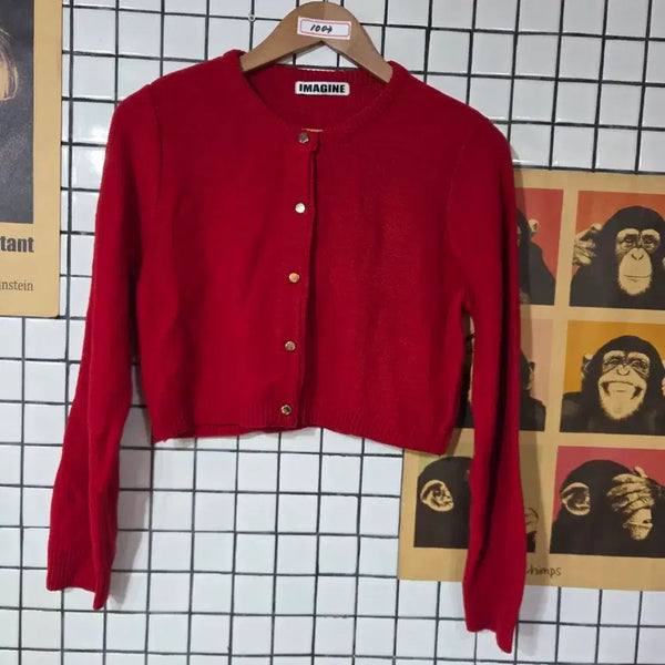 [BUNJANG] IMAGINE Red Cropped Cardigan / IMAGINE 크롭 가디건 레드 1003