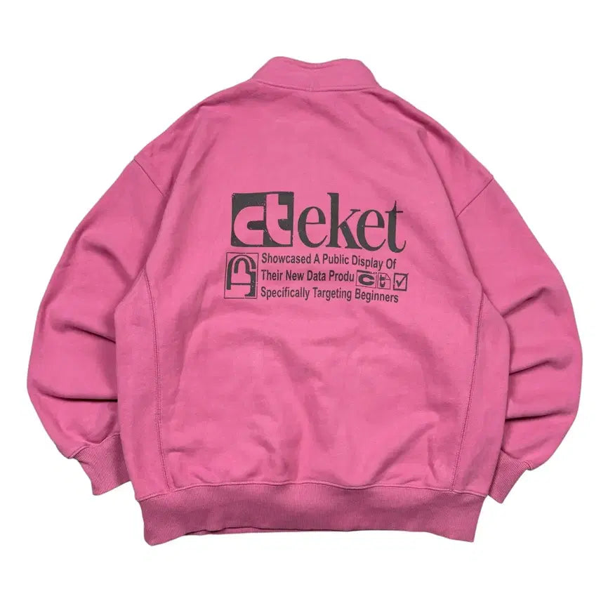 [BUNJANG] Taket Pink Half-Zip Sweatshirt / 테켓 핑크 하프집 맨투맨