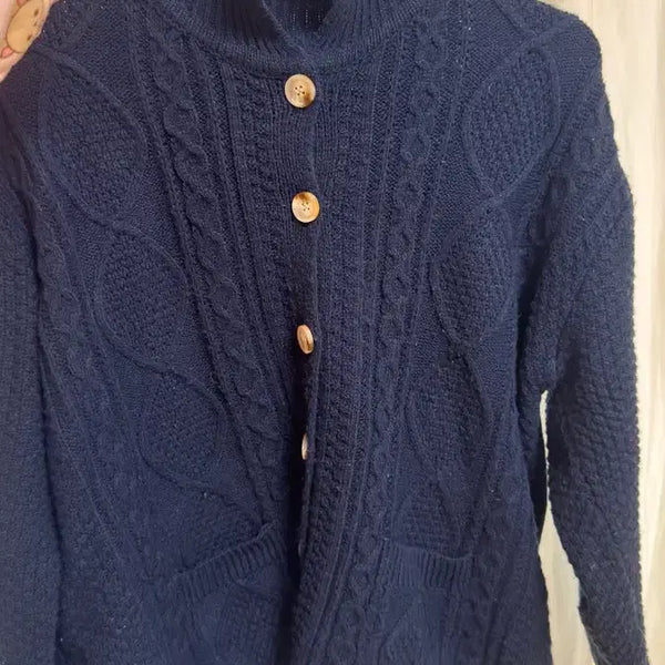 [BUNJANG] Navy Cable Knit Cardigan / 네이비 케이블 니트 가디건
