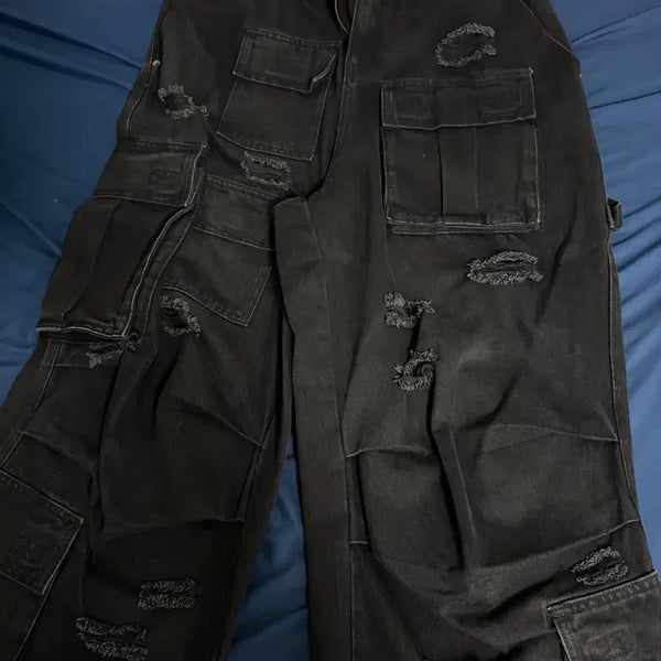 [BUNJANG] Foresensitive Massive Washed Black Cargo Pants / 포스센스티브 / MASSIVE WASHED BLACK CARGO
