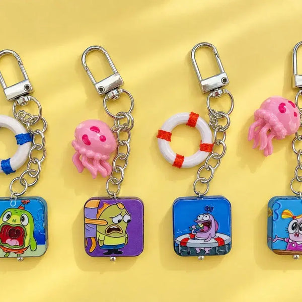 [BUNJANG] SpongeBob Bikini Bottom Fish Character Keychain / [키링] 스폰지밥 비키니시티 어린이 물고기 주민