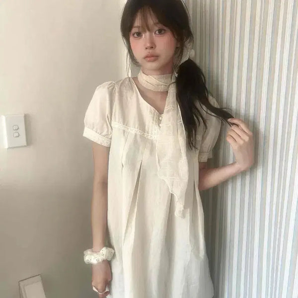 [BUNJANG] Vintage Mini Dress Beige / 보세 빈티지 미니 원피스