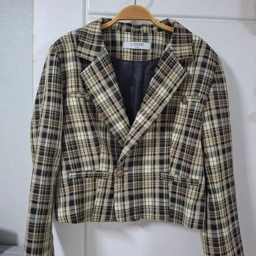 [BUNJANG] L'ECOVE Check Crop Jacket Size 66 / L'ECOVE 체크 크롭 재킷66