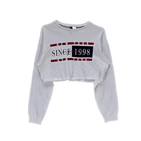 [BUNJANG] H&M White Y2K Cropped Sweatshirt / 에이치앤엠 85 Y2K 크롭맨투맨 화이트 03472