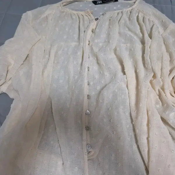 [BUNJANG] Zara Polka Dot Blouse Ivory / ZARA 도트 블라우스 아이보리