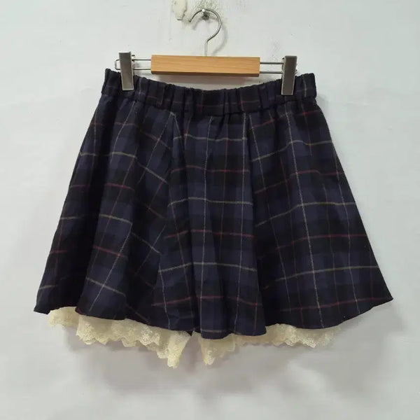 [BUNJANG] Check Lace Mini Skirt / 체크 레이스 미니스커트
