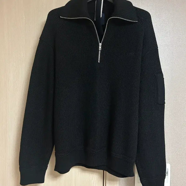 [BUNJANG] Juun.J MA-1 Pocket Half-Zip Knit Pullover - Black / 준지 26SS 하프집업 니트 풀오버 - 블랙