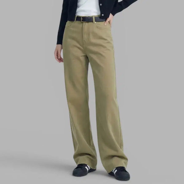 [BUNJANG] Basic Label Wide Beige Cotton Pants / (새상품) 와이드 베이지 코튼 팬츠