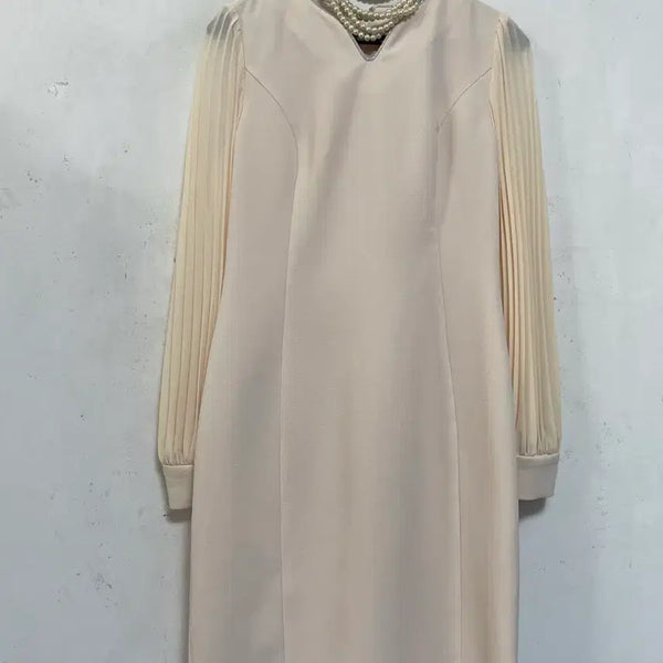 [BUNJANG] Chiffon Pleated Dress / N7164 DECO 쉬폰배색 원피스.플리츠.정장오피스하객