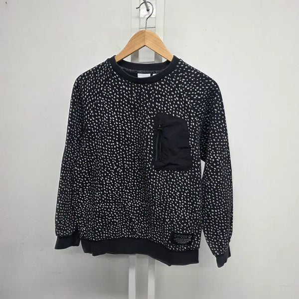 [BUNJANG] Adidas Sweatshirt Black Dot Pattern Pocket / 아디다스 스웻셔츠 블랙 도트 패턴 포켓