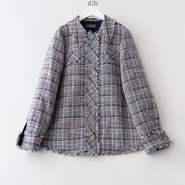 [BUNJANG] CLOVIS Genuine Fringe Tweed Jacket / CLOVIS Genuine 멀티쳌 프린지 트위드자켓