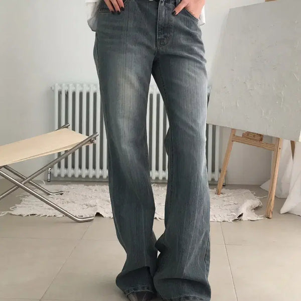 [BUNJANG] Vintage Washed Light Blue Bootcut Pants / 빈티지 뮤트 연청 워싱 부츠컷 카메빈티지 카모메산장