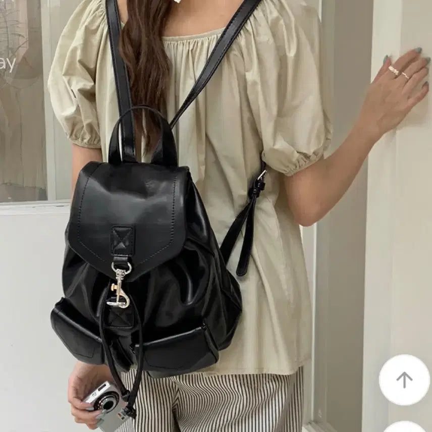 [BUNJANG] Ablie Leather Backpack Black / 에이블리 가죽 백팩