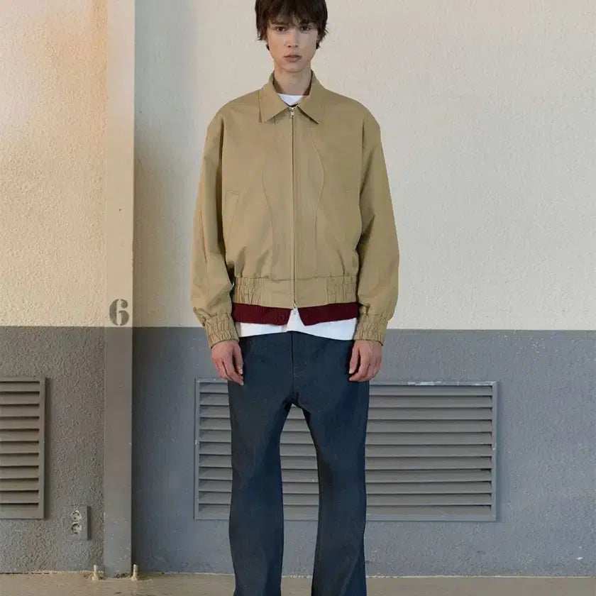 [BUNJANG] STU Cut-Off Patch Jacket Beige M / stu 컷 오프 패치 자켓 베이지 m