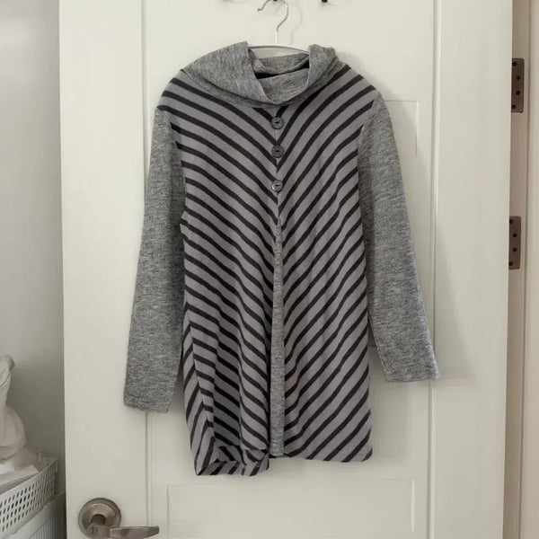 [BUNJANG] Vintage Gray Striped T-Shirt / 빈티지/회색 스트라이프 티셔츠
