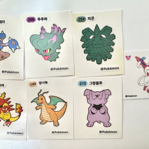 [BUNJANG] Pokemon Stickers Bundle / 포켓몬 띠부씰 일괄 (망나뇽 카포에라 무우마 마그마 그랑블루 피콘 님피아)