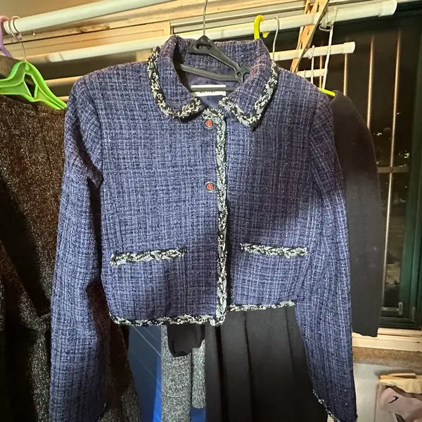 [BUNJANG] Liphop Tweed Blue Jacket / 립합 트위드 블루 자켓