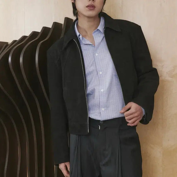 [BUNJANG] Waveyness Cropped Suede Jacket Black / 웨이비니스 크롭 스웨이드자켓 블랙(2)