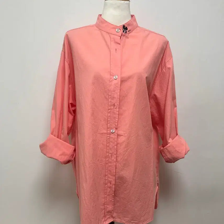 [BUNJANG] Imvely Mickey Mouse Collar Blouse - Pink / 임블리 미키마우스 셔츠 핑크 차이나카라 블라우스