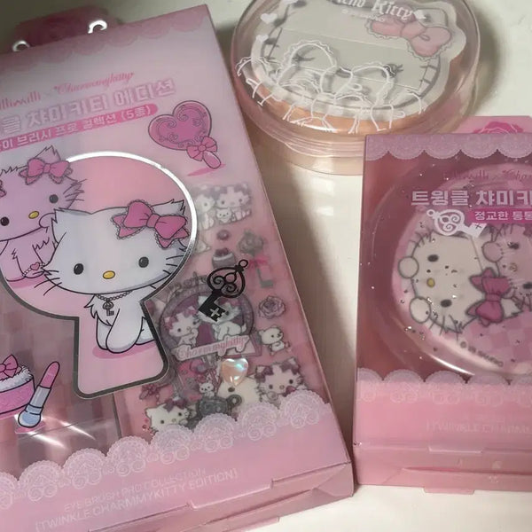 [BUNJANG] Fillimilli X Charming Kitty Eye Brush Set & Puff / 필리밀리 X 챠미키티 아이 브러시 세트 & 퍼프