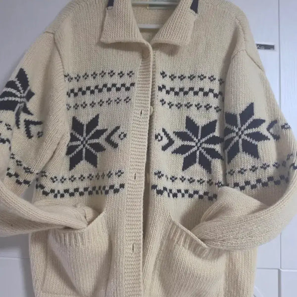 [BUNJANG] Nordic Knit Cardigan Beige / 노르딕니트 가디건 베이지