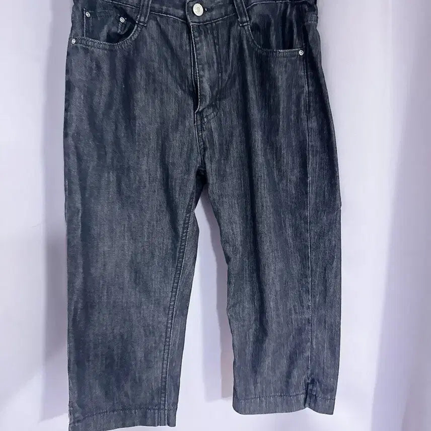 [BUNJANG] Black Denim Capri Pants / 깔끔한 흑청 카프리 팬츠