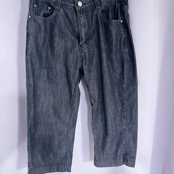 [BUNJANG] Black Denim Capri Pants / 깔끔한 흑청 카프리 팬츠