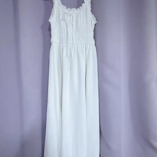 [BUNJANG] White Spaghetti Strap Long Dress / 화이트 끈나시 롱 원피스