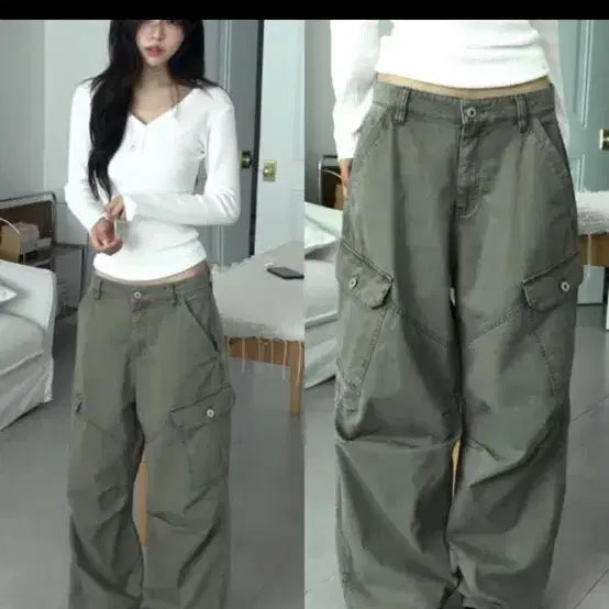 [BUNJANG] Pintuck Cargo Jeans - Size S / 핀턱 카고 s